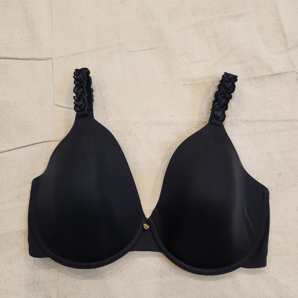 Natori Pure Luxe Contour Underwire Bra Black Size 34DDD Lace Trim Full Coverage